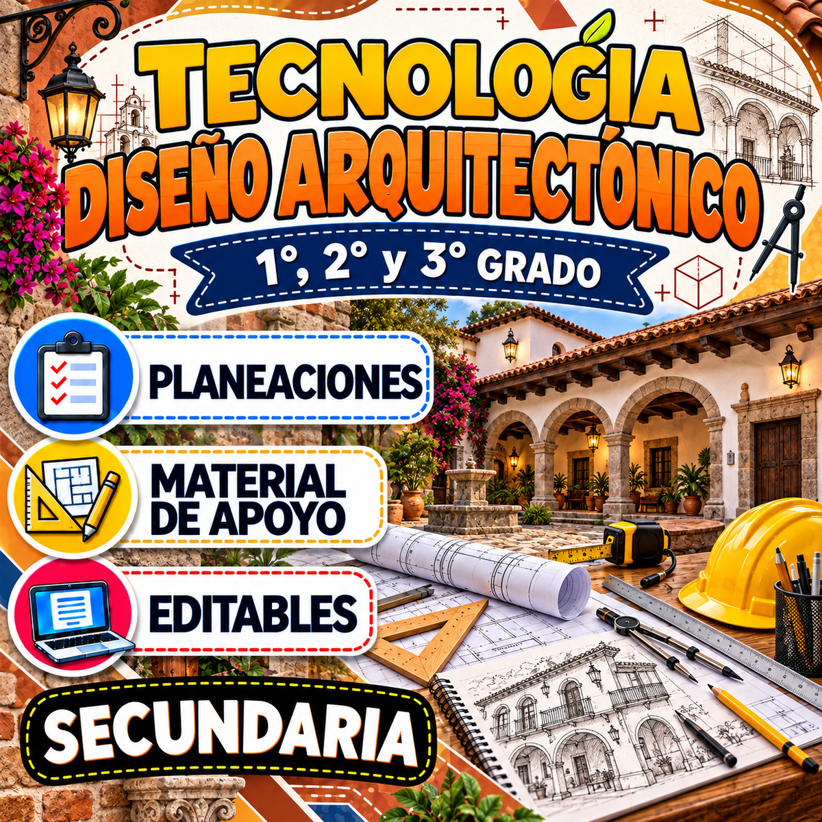 Tecnología Diseño Arquitectónico 1°, 2° y 3° Grado Secundaria (Multigrado)
