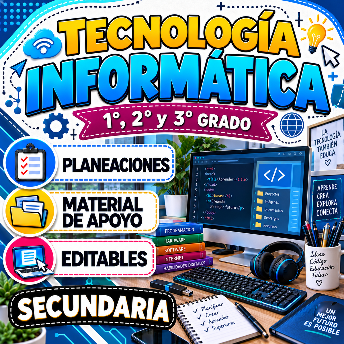 Tecnología Informática 1°, 2° y 3° Grado Secundaria (Multigrado)