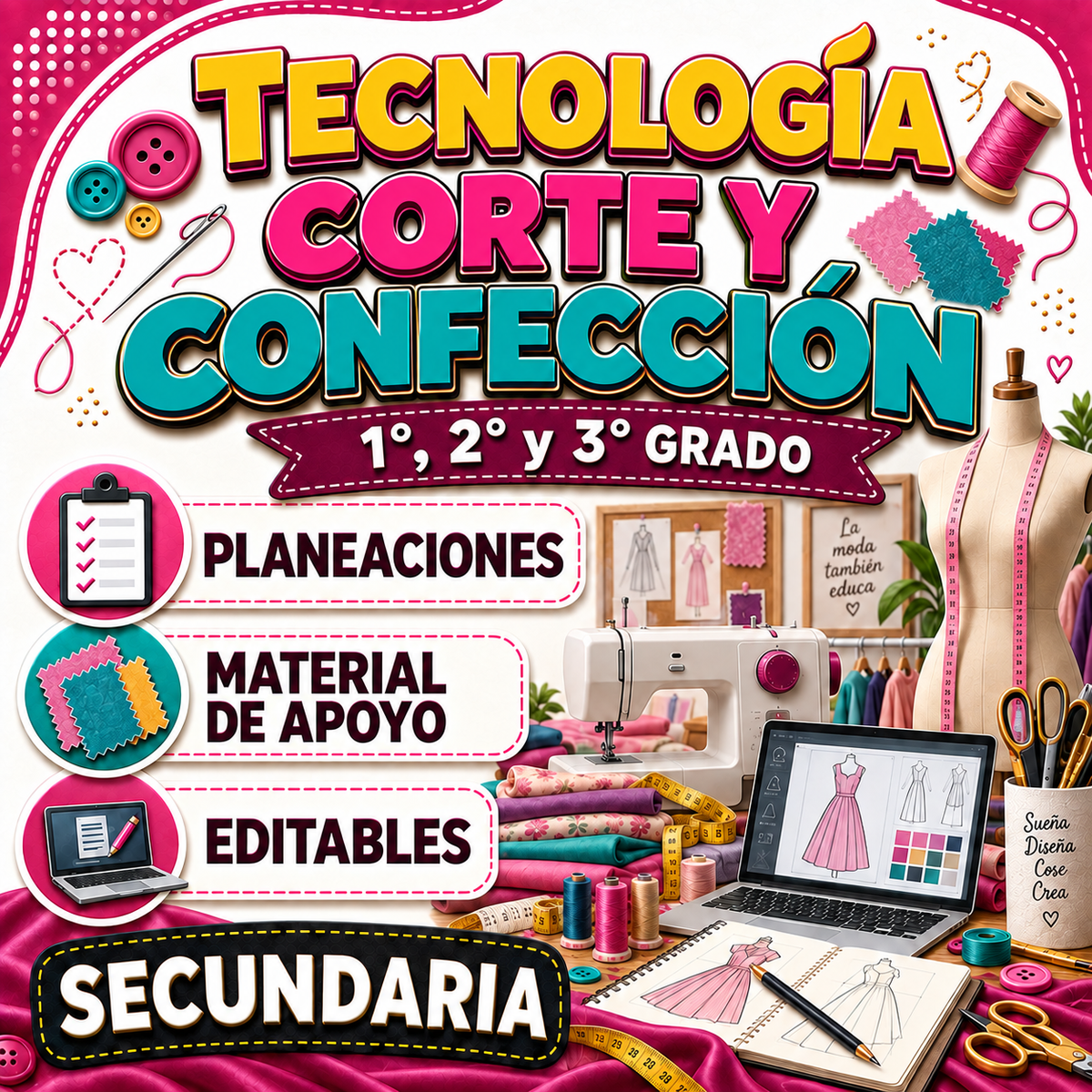 Tecnología Corte y Confección 1°, 2° y 3° Grado Secundaria (Multigrado)