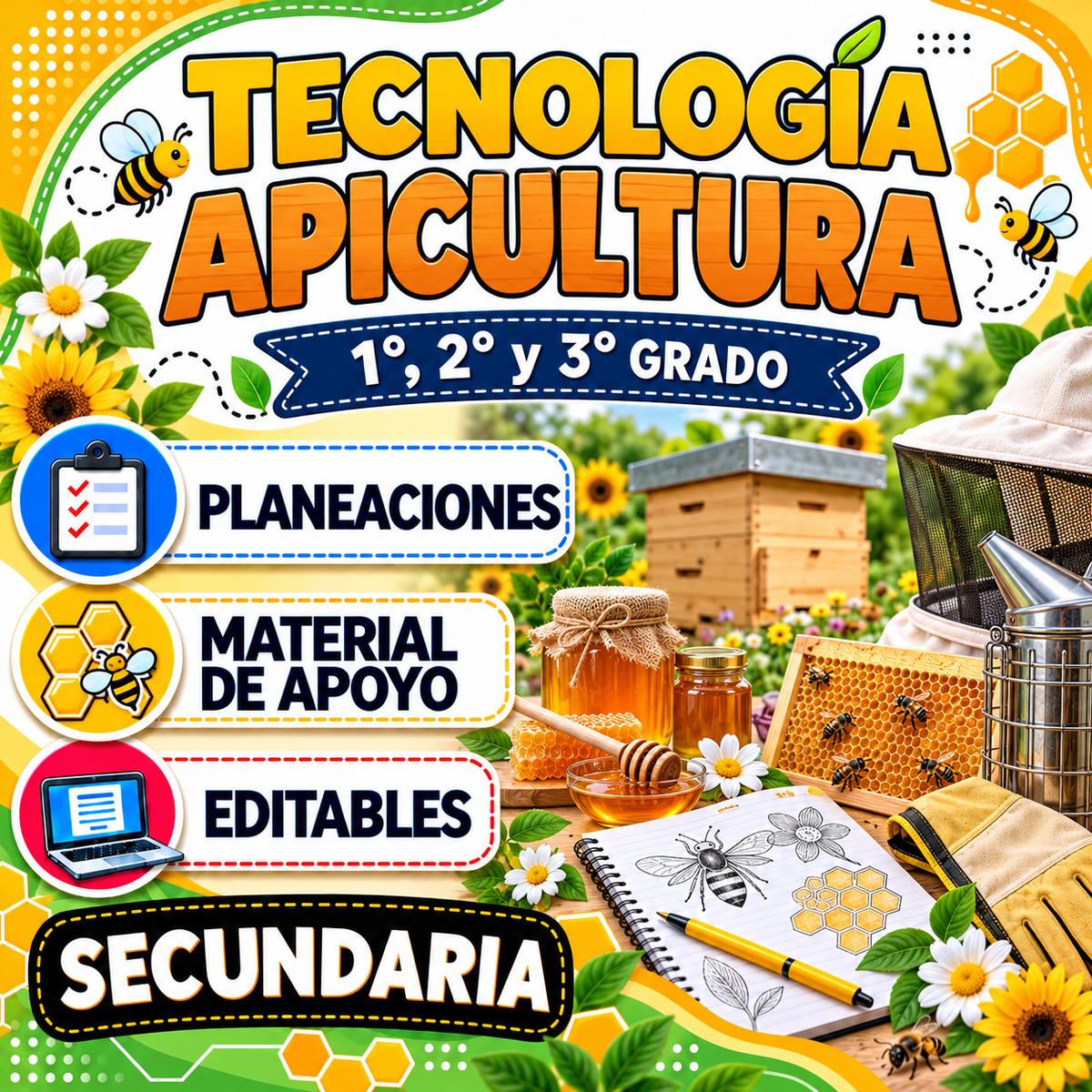 Tecnología Apicultura 1°, 2° y 3° Grado Secundaria (Multigrado)