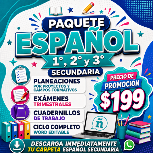 Español Paquete 1°, 2° y 3° de Secundaria