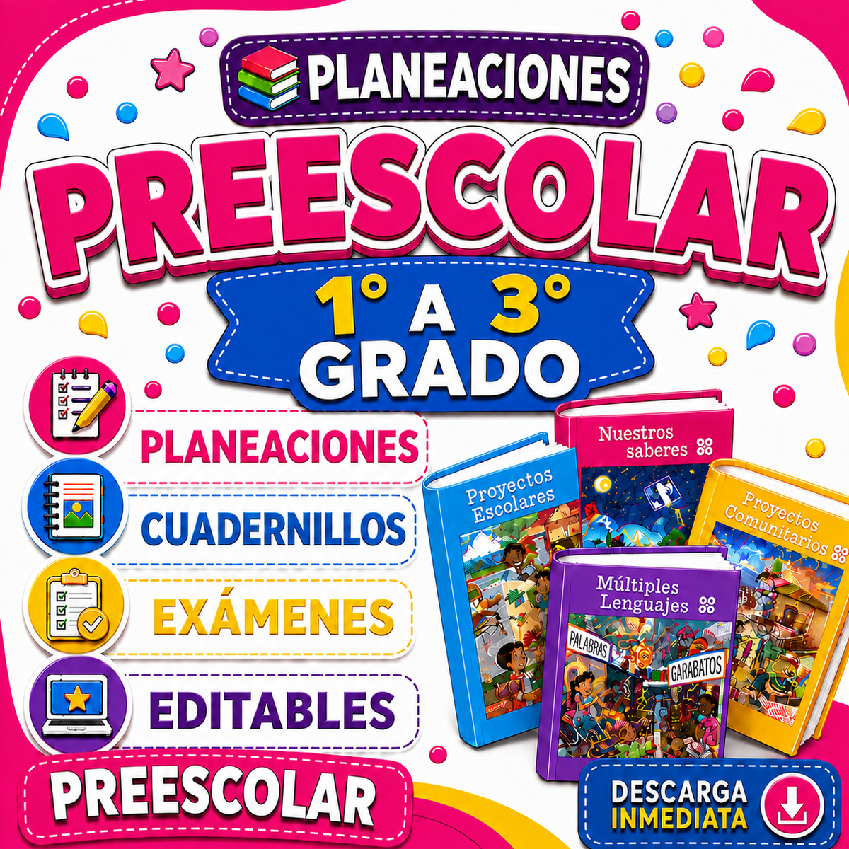 Preescolar Paquete 1°, 2° y 3° Grado - Planeación Ciclo Completo