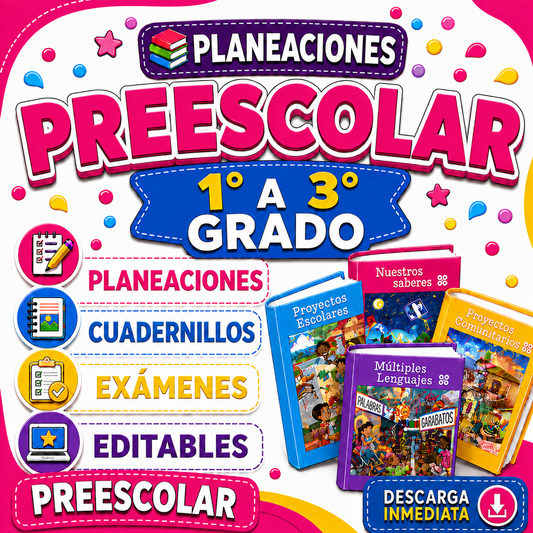 Preescolar Paquete 1°, 2° y 3° Grado - Planeación Ciclo Completo